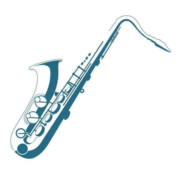 Vector Drawn Saxophone Isolated White Background — Stock Vector