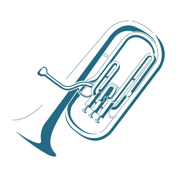 Vector Drawn Tuba Isolated White Background — Stock Vector