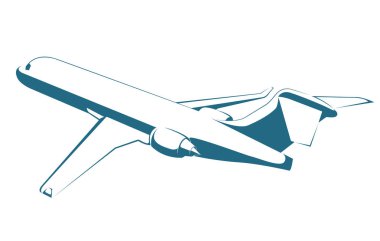 Vektör çizilmiş yolcu uçağı. Beyaz arka planda yalıtılmış.