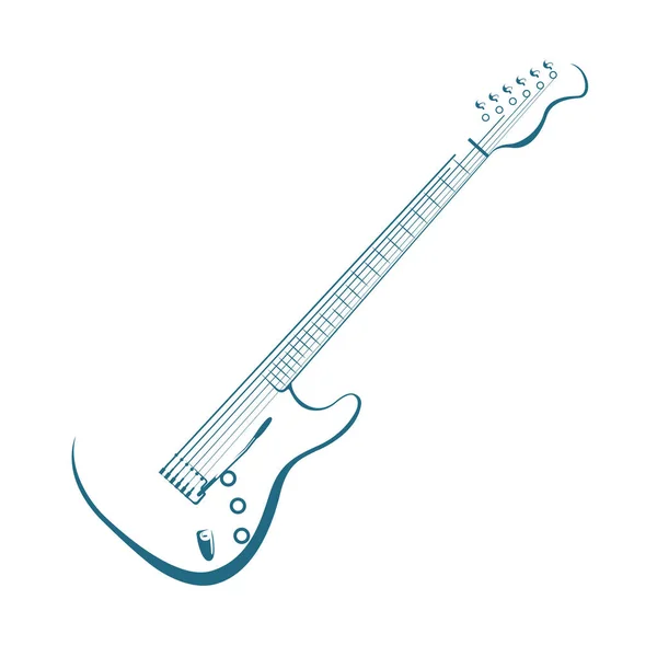 Guitarra Com Vetor Isolado Sobre Fundo Branco — Vetor de Stock