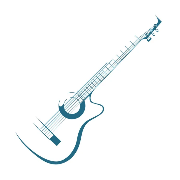 Guitarra Com Vetor Isolado Sobre Fundo Branco — Vetor de Stock