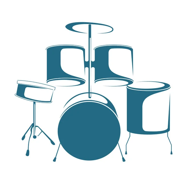 Vector Drawn Jazz Drums Isolated White Background — Stock Vector