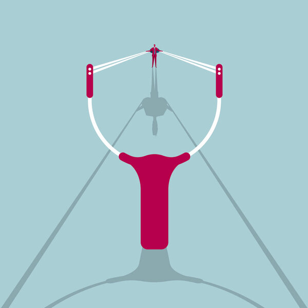 Рогатка и бизнесмен, изолированные на синем фоне
.