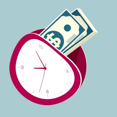 Zaman paradır. Mavi arka planda yalıtılmış.