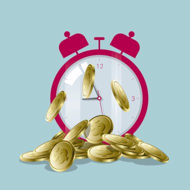 Zaman paradır. Mavi arka planda yalıtılmış.