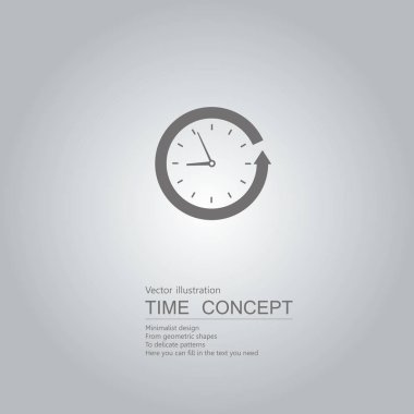 Vector drawn clock icon. Isolated on grey background. clipart