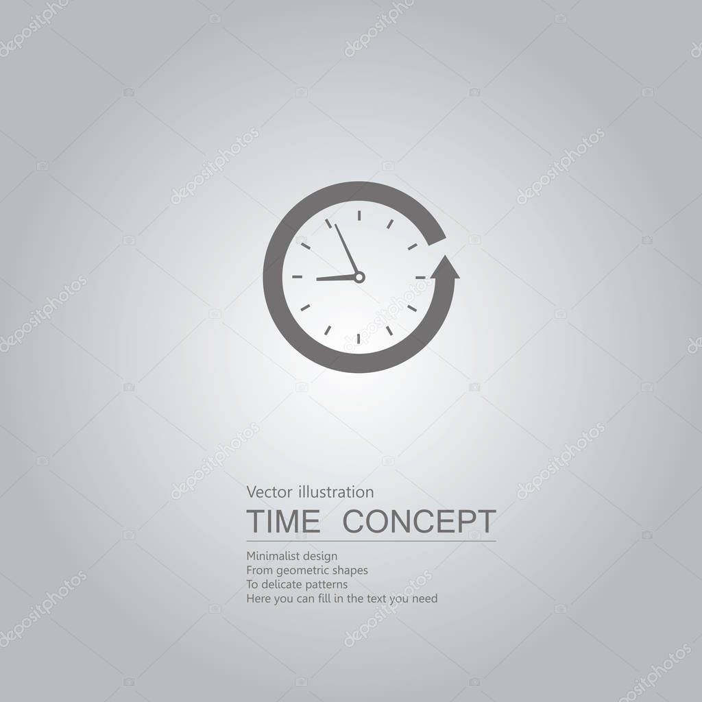 Vector drawn clock icon. Isolated on grey background.