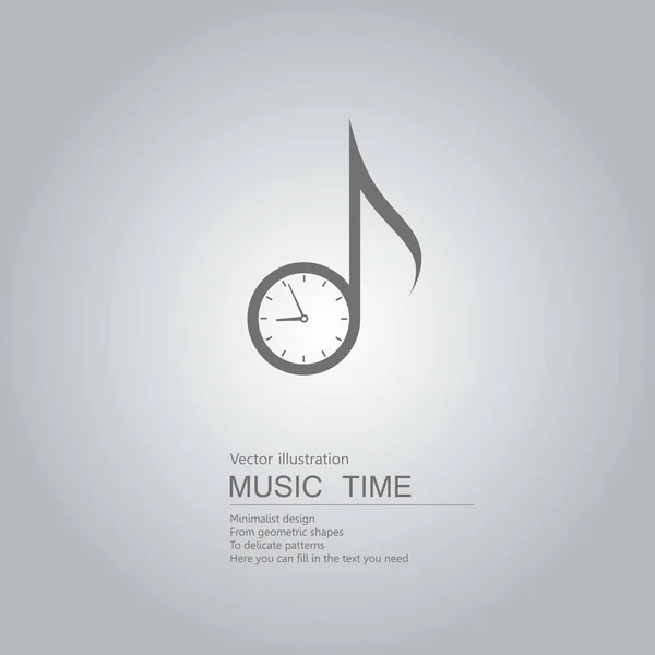 Saat ve müzik sembolleri. Gri arka planda yalıtılmış.