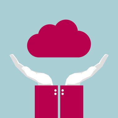 Bulut bilgi işlem simgesi tasarımı. Mavi arka planda yalıtılmış.