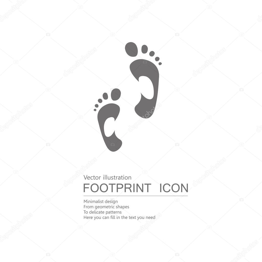 Vector drawn footprints.  Isolated on white background.