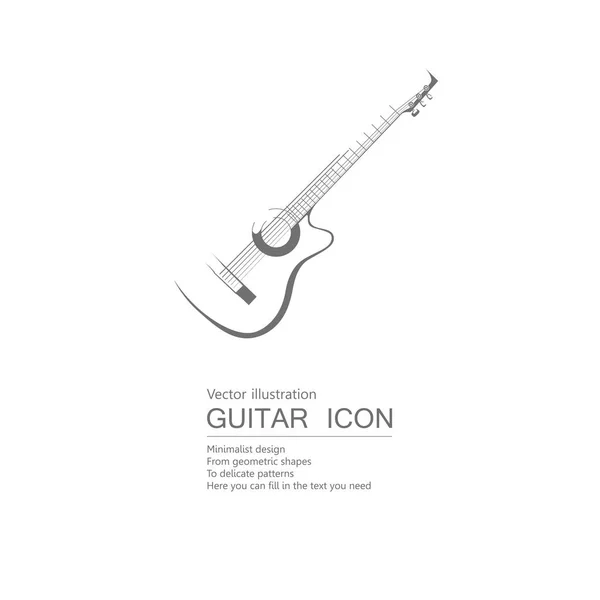 Vector Drawn Guitar Isolated White Background — Stock Vector