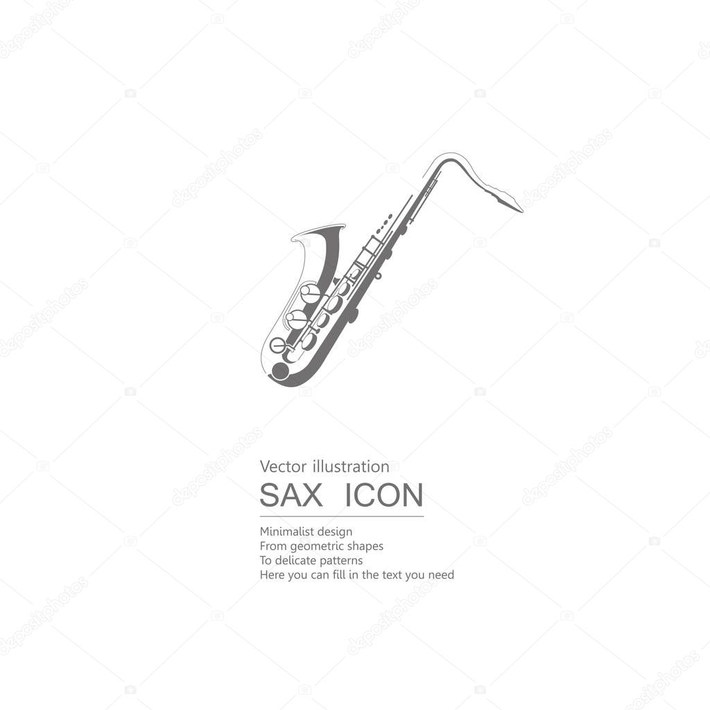 Vector drawn saxophone. Isolated on white background.