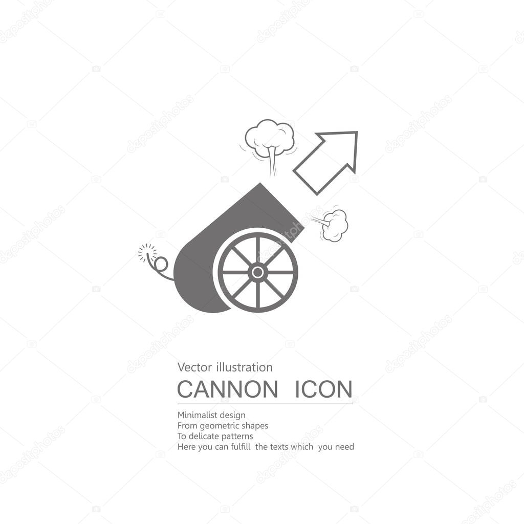 Vector drawn cannon. Isolated on white background.