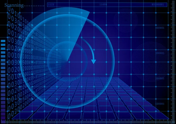 Kutassák Letapogató Rendszert Kék Radar Tervezés — Stock Vector