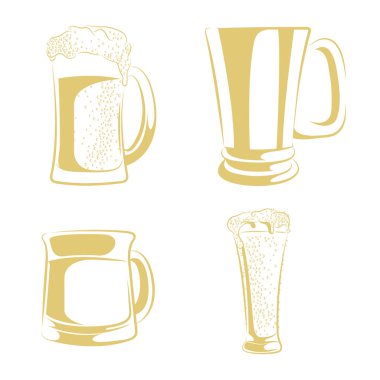 Vektör çizilmiş bira kupası. Beyaz arkaplanda izole.