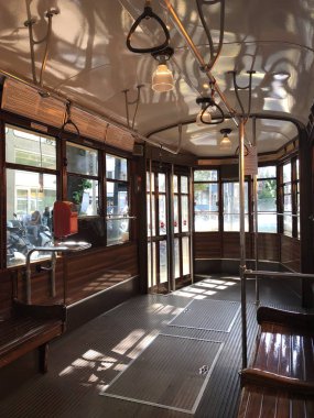 Milan, İtalya - 14 Haziran 2018: Tramvay Milano, iç görünüm