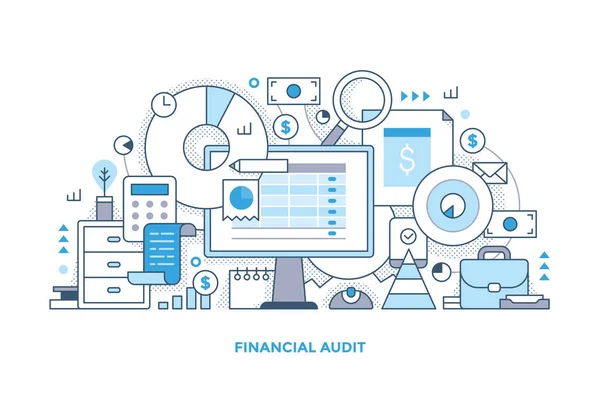 Čáry Styl Koncept Finančního Auditu Účetnictví Obchodní Analýzy Abstraktní Vektorové — Stockový vektor