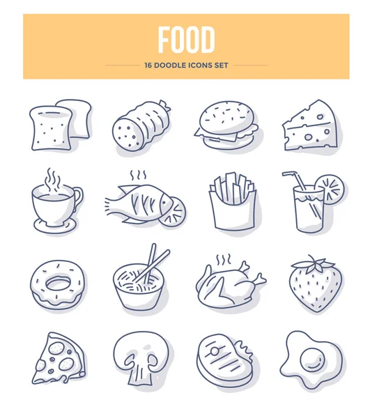 Alimentos Bebidas Doodle Vector Iconos Para Sitio Web Materiales Impresión — Archivo Imágenes Vectoriales
