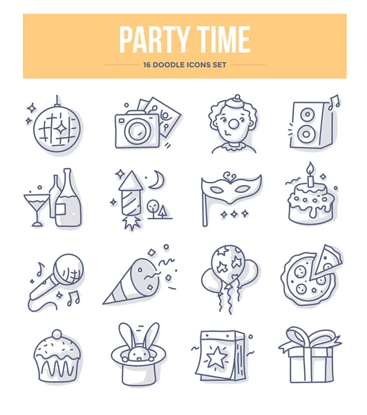 派对和节日相关涂鸦图标 庆祝的向量例证为网站和打印材料 — 图库矢量图片