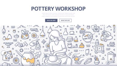 Seramik Atölyesi Doodle kavramı