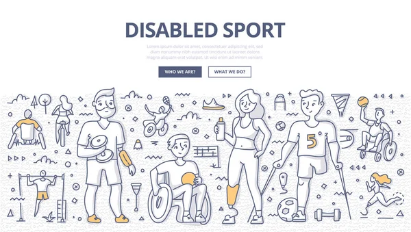 Concepto de Doodle Deportivo Discapacitado — Archivo Imágenes Vectoriales