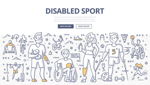 Disabled Sport Doodle Concept
