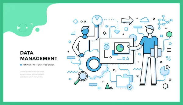 Gestión de datos. Tendencias de las tecnologías financieras — Vector de stock