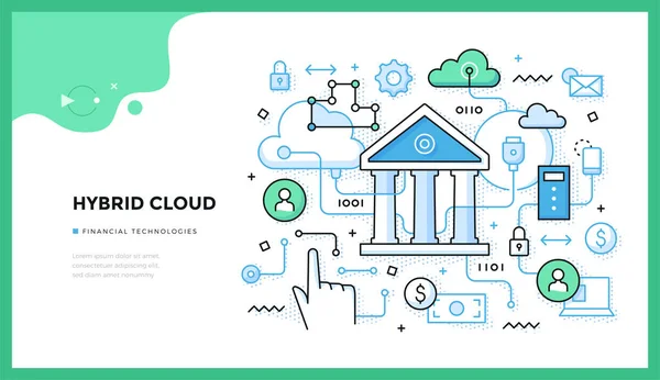 Hybrid Cloud. Finansal teknolojileri Trendler — Stok Vektör