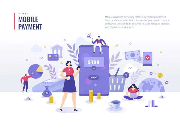 Mobile Payment Flat Illustration Konzept — Stockvektor