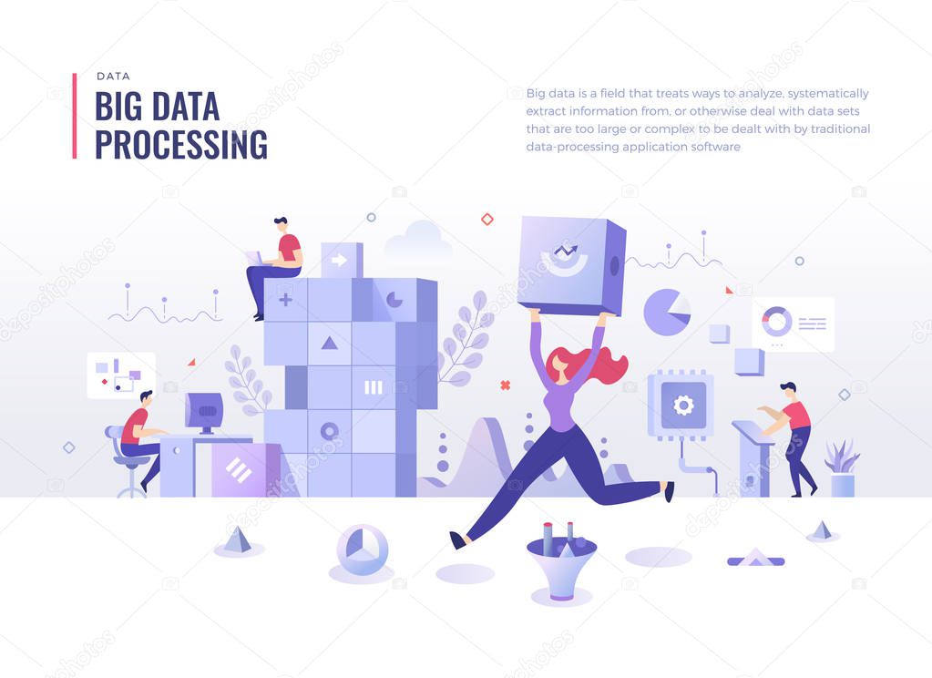 Big Data Processing Flat Illustration Concept