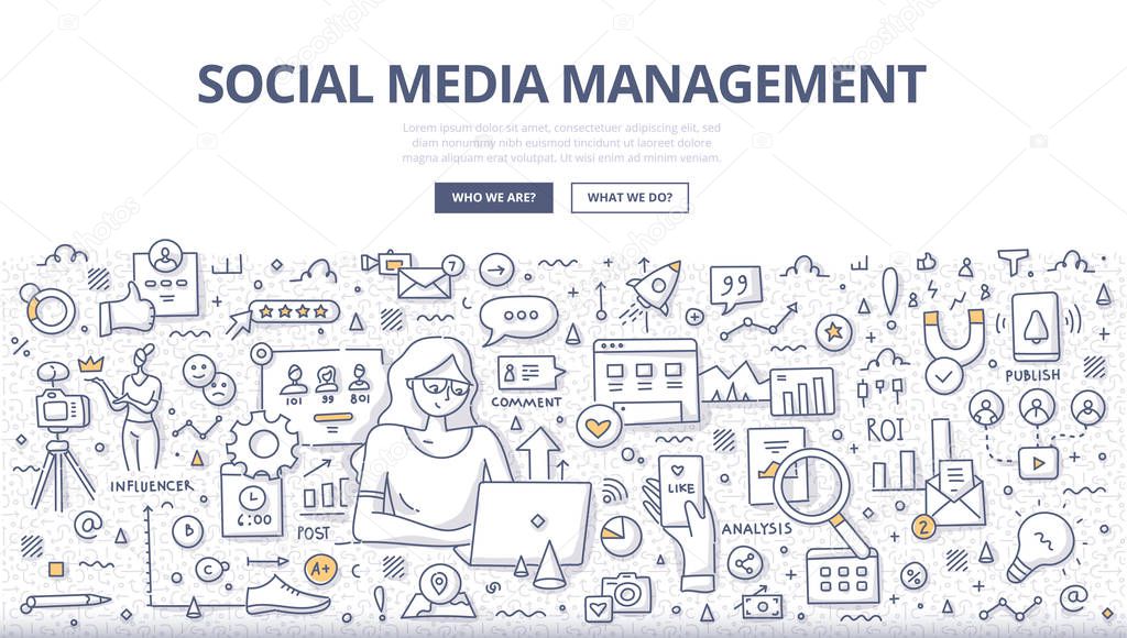 Social Media Management Doodle Concept
