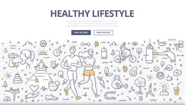 Healthy Lifestyle Doodle Concept — Stock Vector