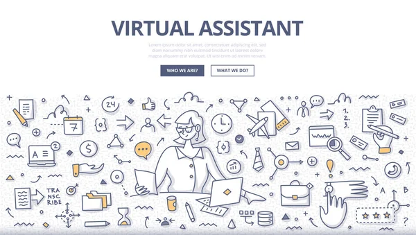 Conceito de Doodle Assistente Virtual — Vetor de Stock