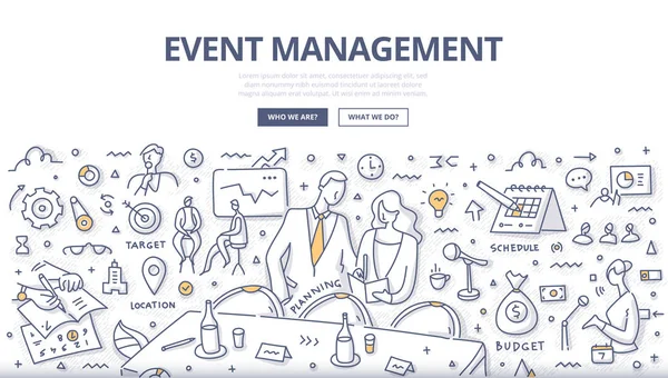 Event Management Doodle Concept — Stock Vector
