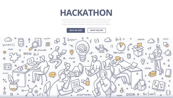 Conceito de Doodle Hackathon —  Vetores de Stock