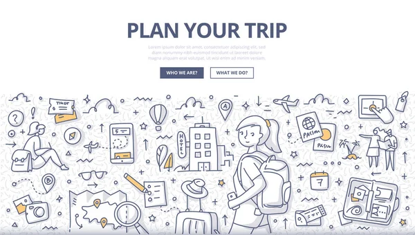 Planifiez votre voyage Doodle Concept — Image vectorielle