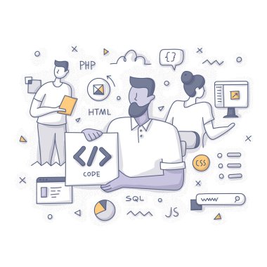 Web GeliştiricilerI Takım Kavramı İllüstrasyon