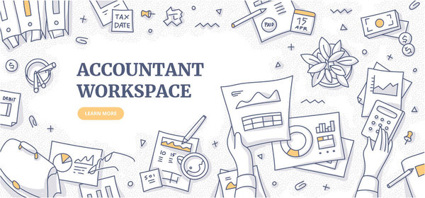 Accountant Workspace Doodle Concept
