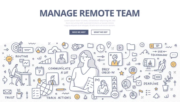Konzept Zur Verwaltung Von Remote Teams Führungspersönlichkeiten Die Mit Einem — Stockvektor