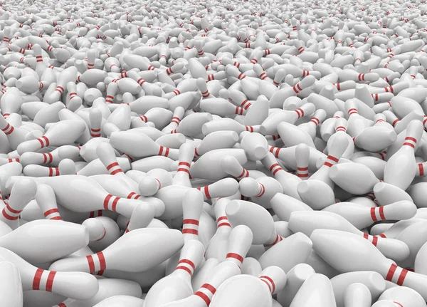 Rendering Hundreds Bowling Pins Grouped — Stock Photo, Image