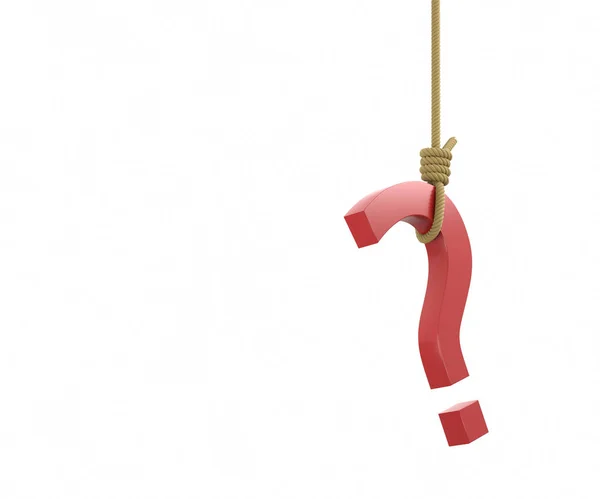 Question Mark Hanged Rope Rendering — Stock Photo, Image