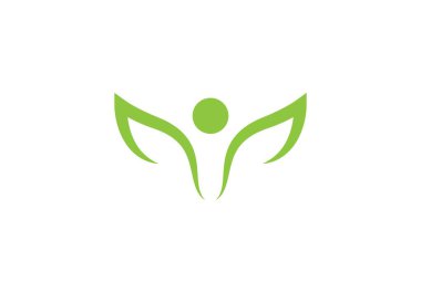 Yeşil yapraklı ekoloji doğa element ikonu logoları