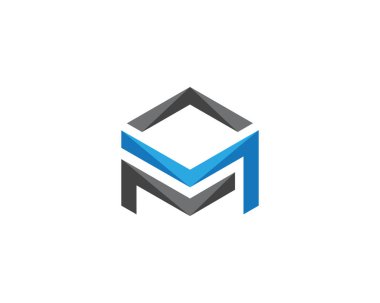 M logosu altıgen illüstrasyon simge