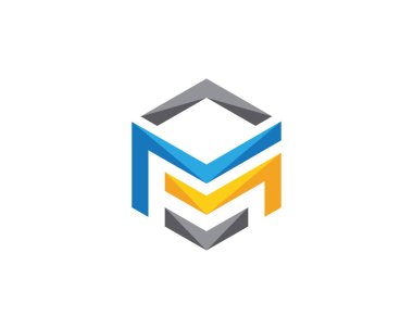 M logosu altıgen illüstrasyon simge