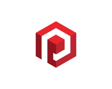 P Logo altıgen illüstrasyon simge vektör şablonu