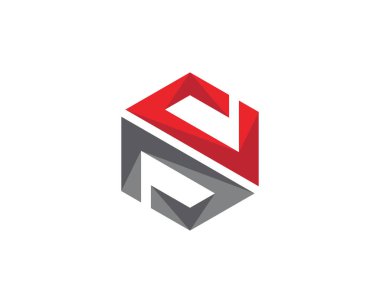 N Logo altıgen illüstrasyon simge vektör şablonu