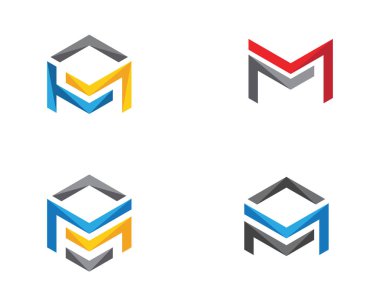 M logosu altıgen illüstrasyon simge