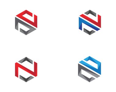 N Logo altıgen illüstrasyon simge vektör şablonu