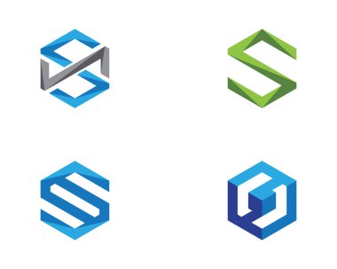 S Logo altıgen illüstrasyon simge vektör şablonu