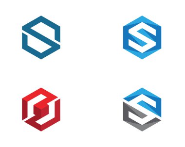 S Logo altıgen illüstrasyon simge vektör şablonu